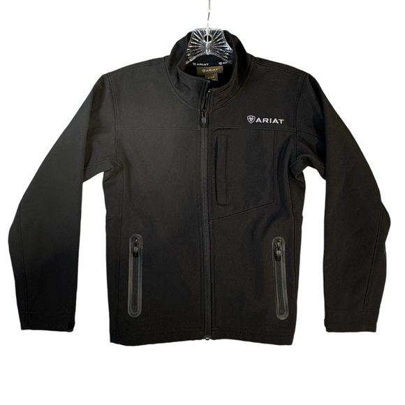 Ariat Black Soft Shell Zip Up Jacket Western Equestrian Kids Size S/P (8) NWOT
